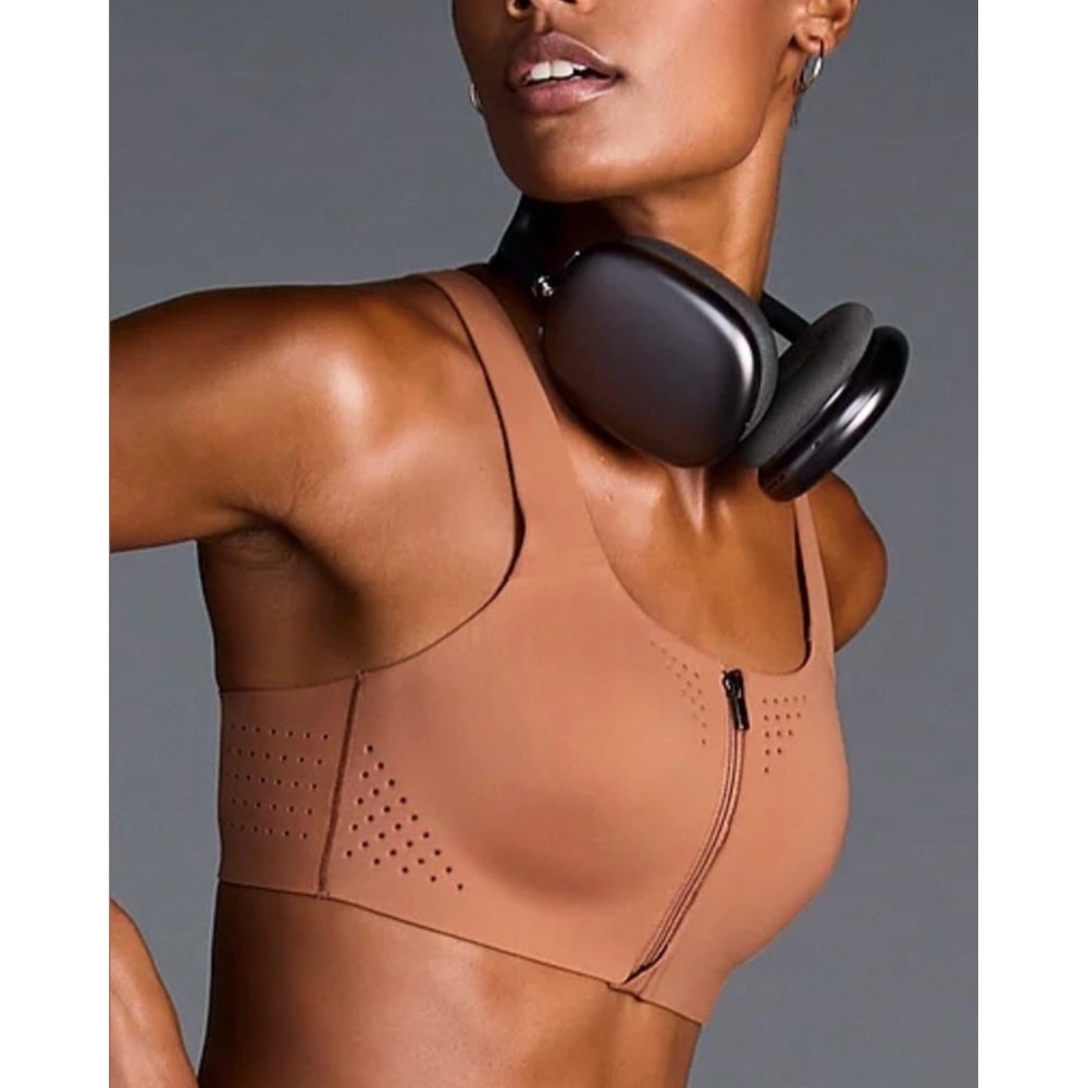 Victorias Secret VSX Front Zip High Impact Sport Bra Mauve Brown 38DDD